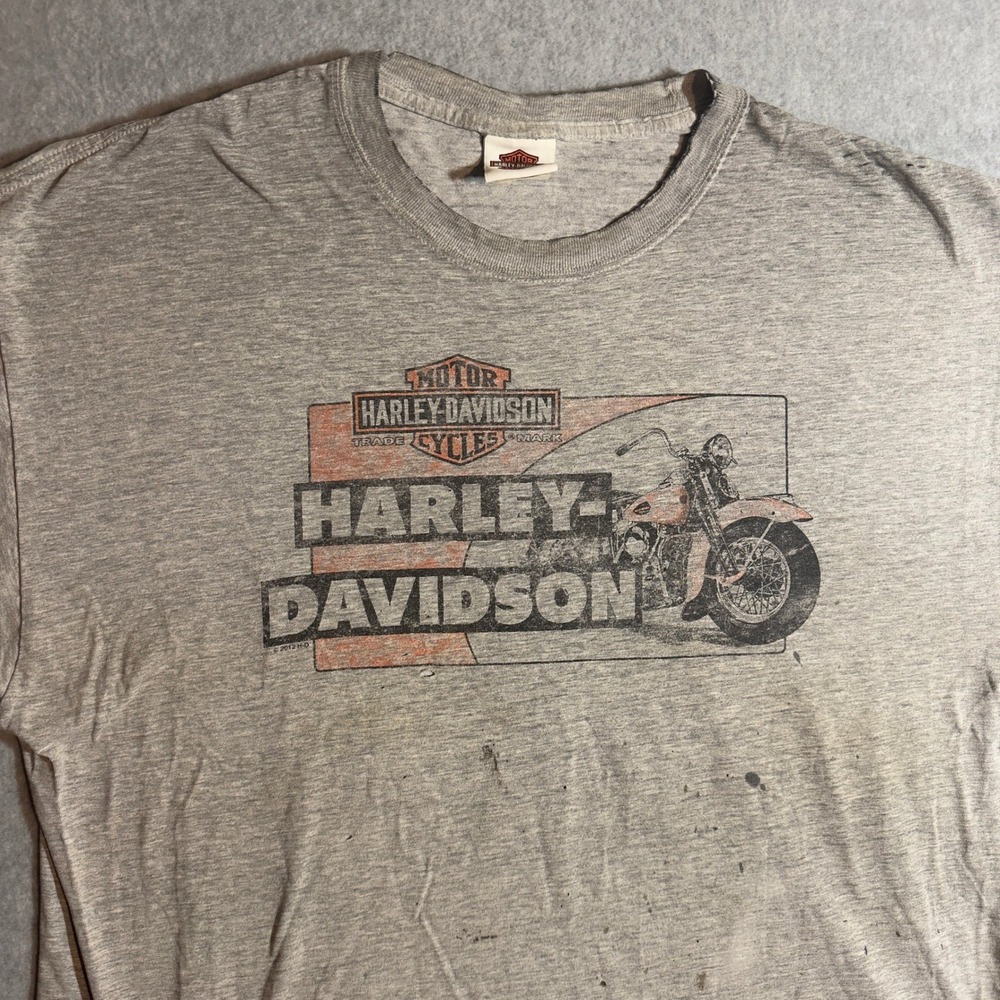 Harley Davidson T Shirt Mens 2XL Gray Thunder Mountain Colorado Biker Distressed